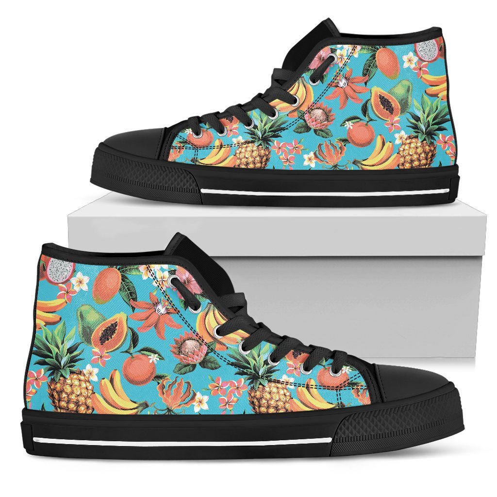 Vintage Tropical Fruits Pattern Print Men's High Top Shoes