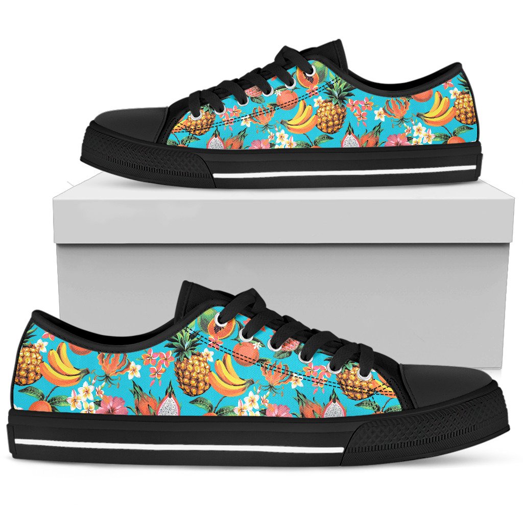 Vintage Tropical Fruits Pattern Print Men's Low Top Shoes