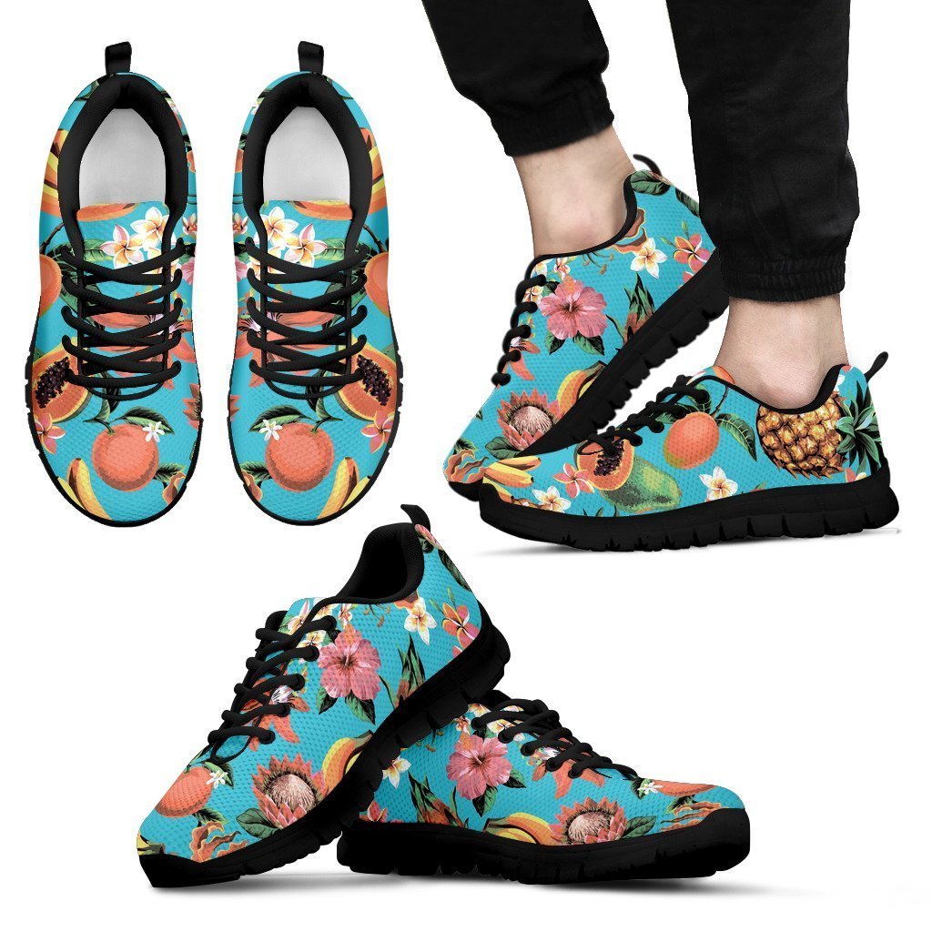 Vintage Tropical Fruits Pattern Print Men's Sneakers