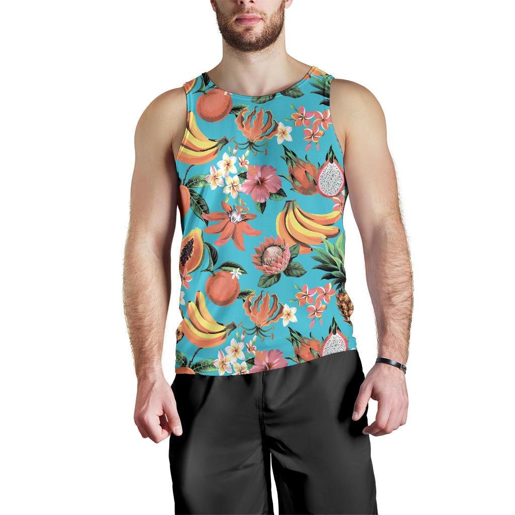 Vintage Tropical Fruits Pattern Print Men's Tank Top