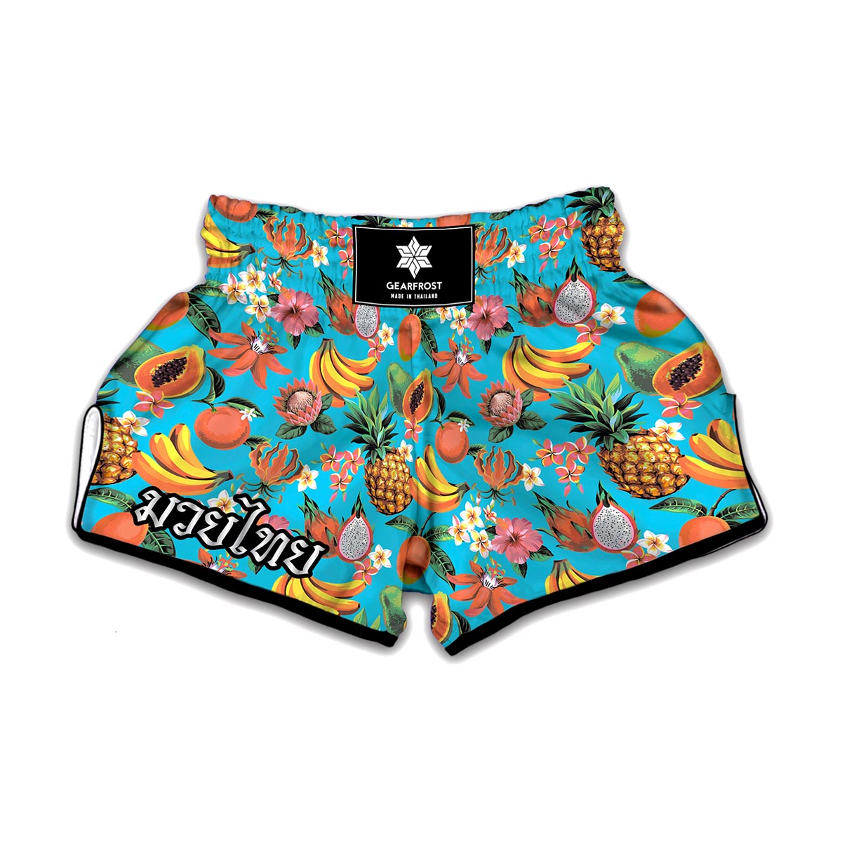 Vintage Tropical Fruits Pattern Print Muay Thai Boxing Shorts