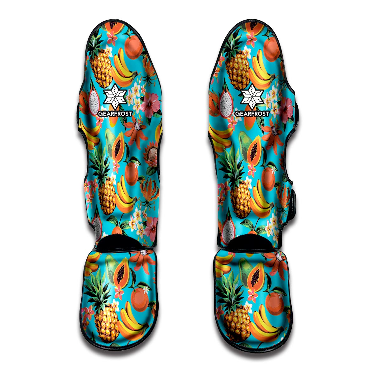 Vintage Tropical Fruits Pattern Print Muay Thai Shin Guards