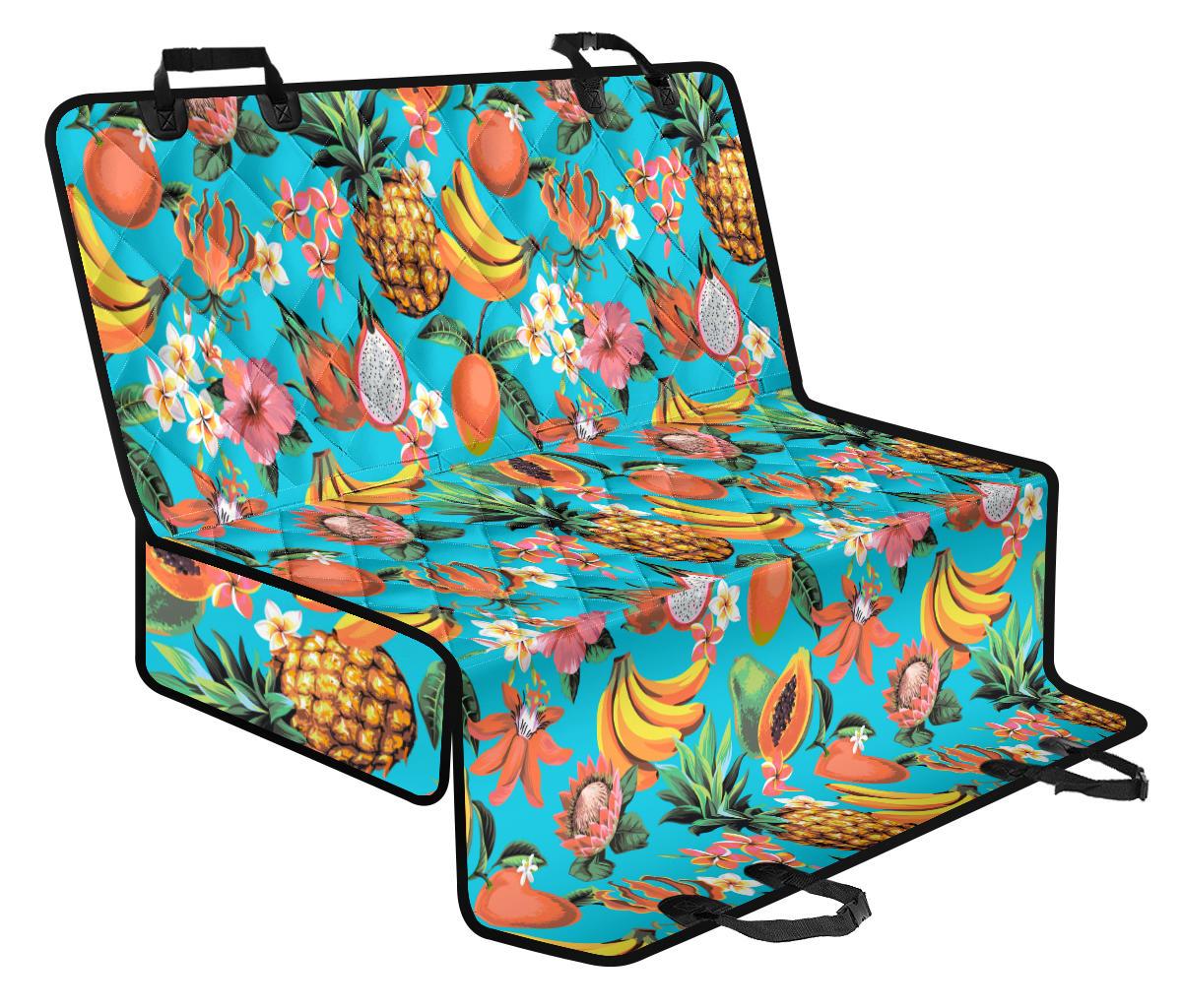 Vintage Tropical Fruits Pattern Print Pet Car Back Seat Cover