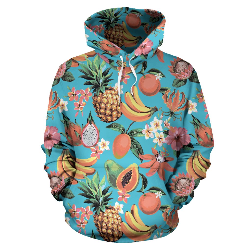 Vintage Tropical Fruits Pattern Print Pullover Hoodie