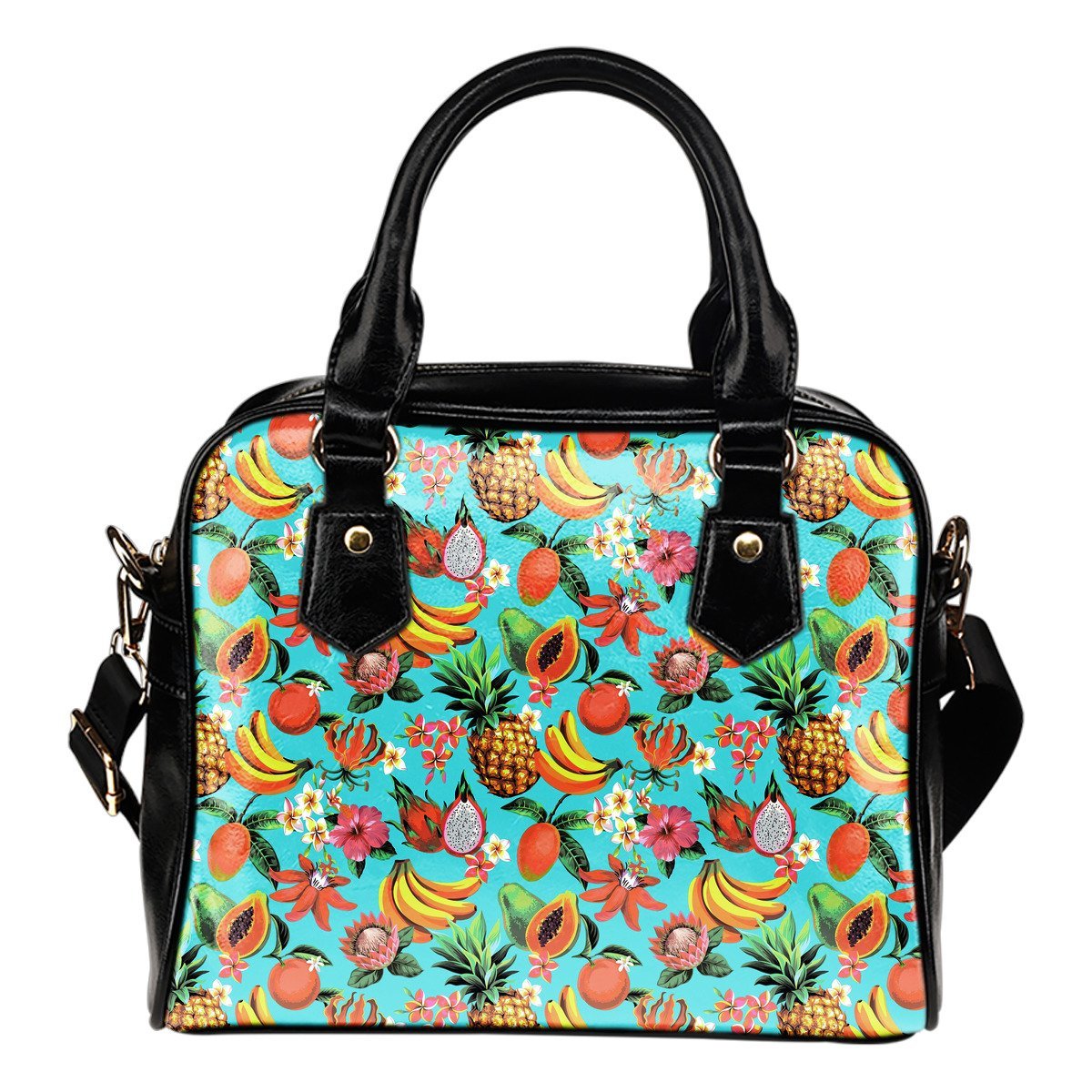 Vintage Tropical Fruits Pattern Print Shoulder Handbag