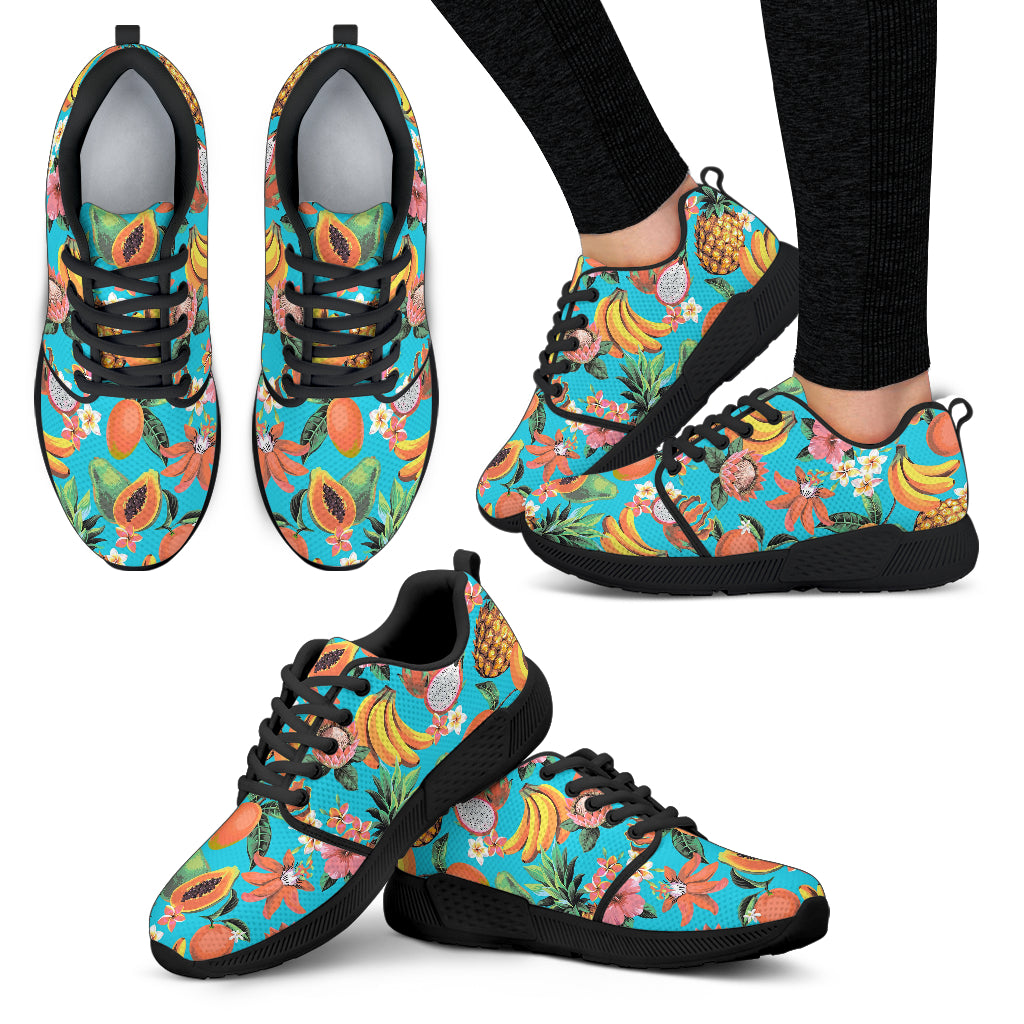 Vintage Tropical Fruits Pattern Print Women's Athletic Shoes