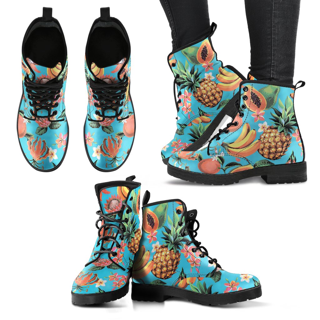 Vintage Tropical Fruits Pattern Print Women's Boots