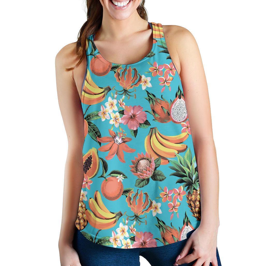 Vintage Tropical Fruits Pattern Print Women's Racerback Tank Top