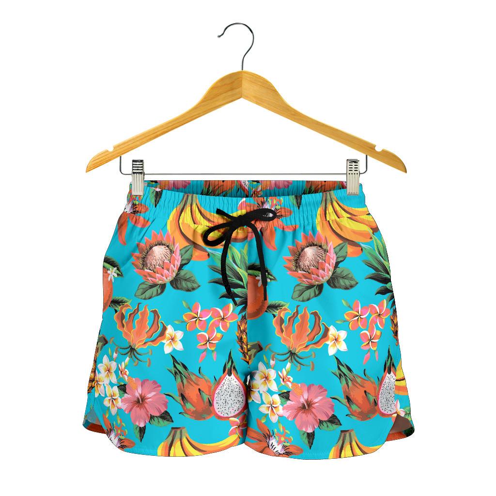 Vintage Tropical Fruits Pattern Print Women's Shorts