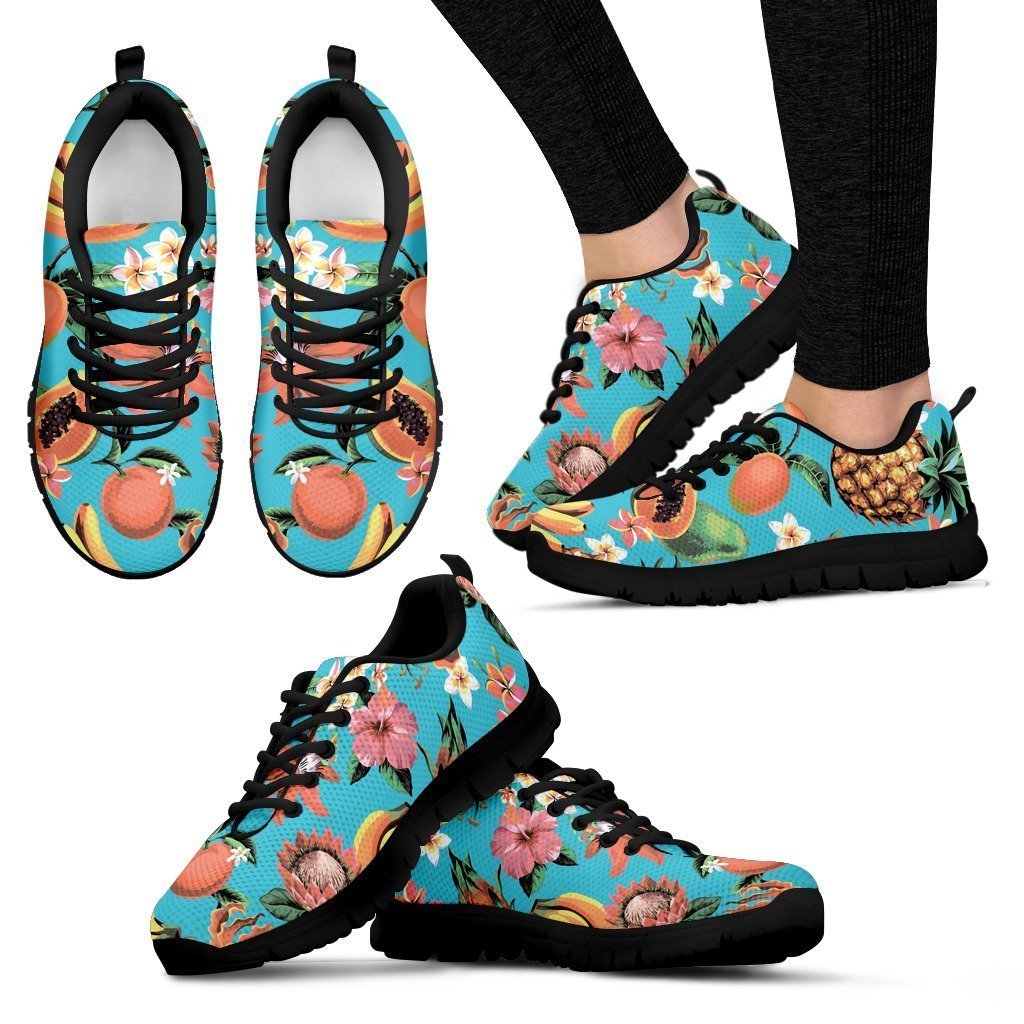 Vintage Tropical Fruits Pattern Print Women's Sneakers