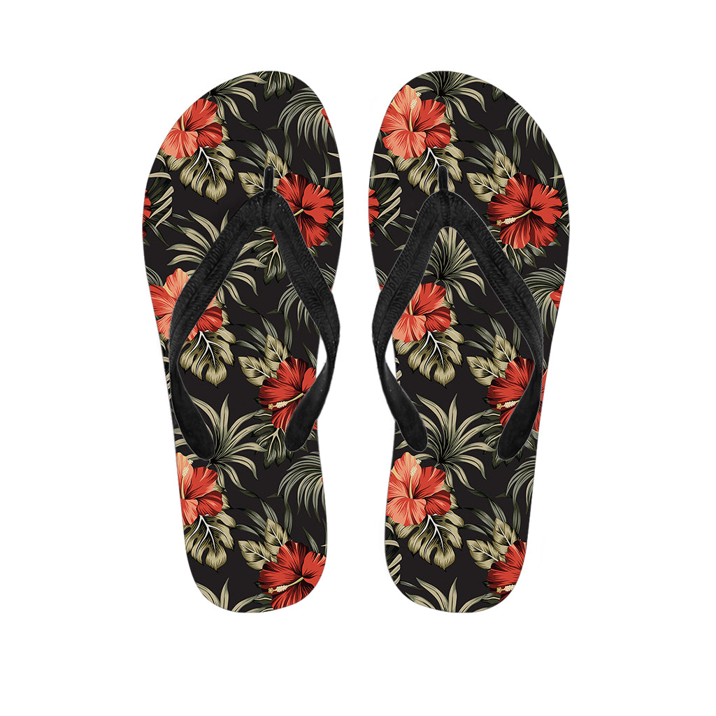 Vintage Tropical Hibiscus Floral Print Flip Flops