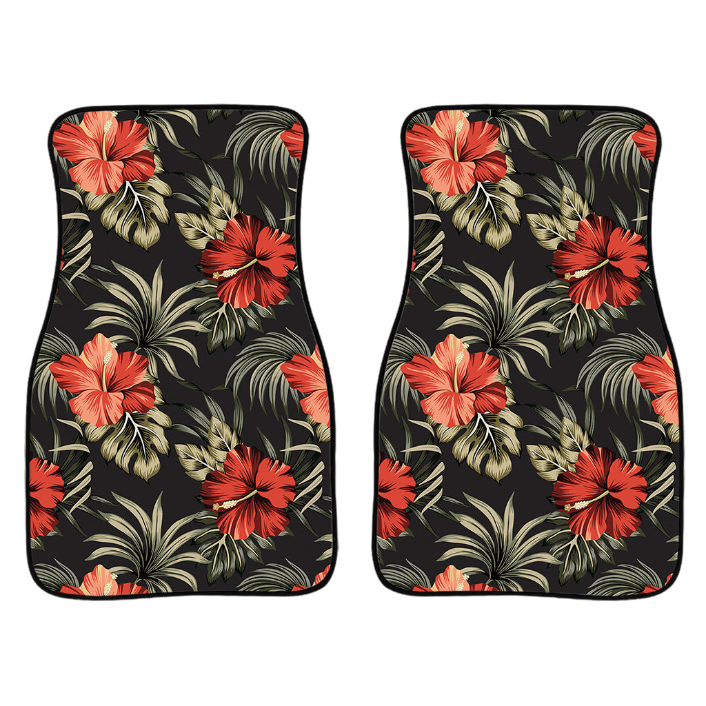 Vintage Tropical Hibiscus Floral Print Front Car Floor Mats