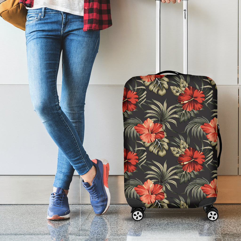 Vintage Tropical Hibiscus Floral Print Luggage Cover