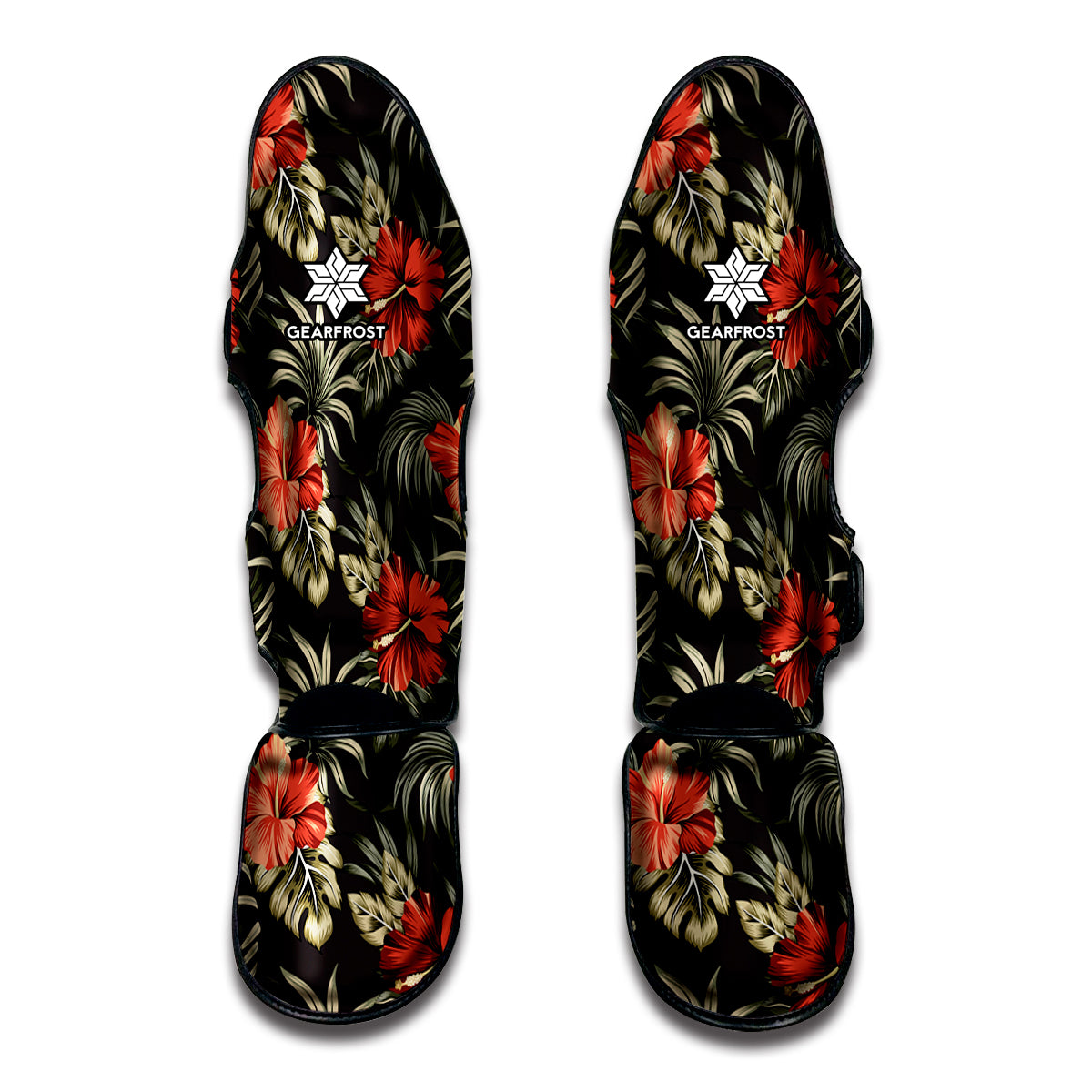 Vintage Tropical Hibiscus Floral Print Muay Thai Shin Guards