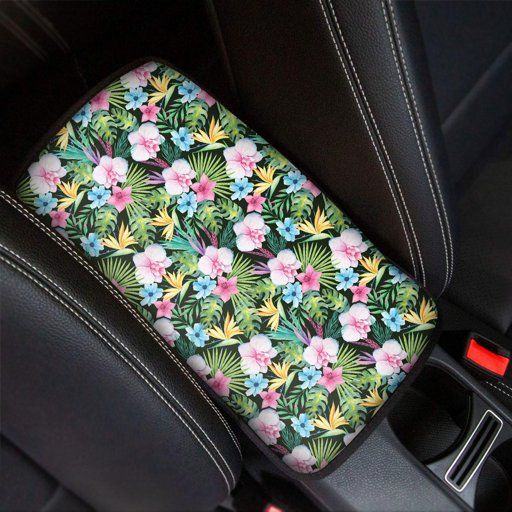 Vintage Tropical Jungle Hawaiian Print Car Center Console Cover