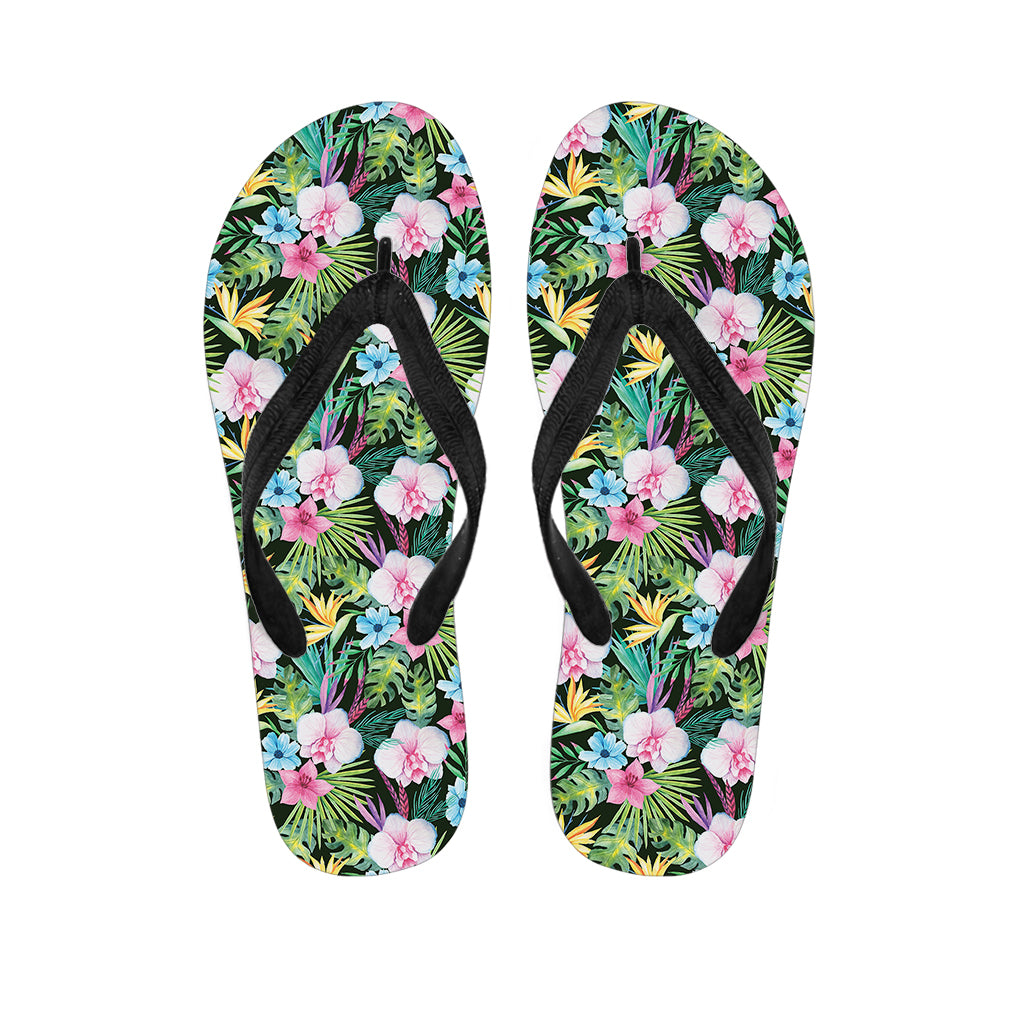 Vintage Tropical Jungle Hawaiian Print Flip Flops