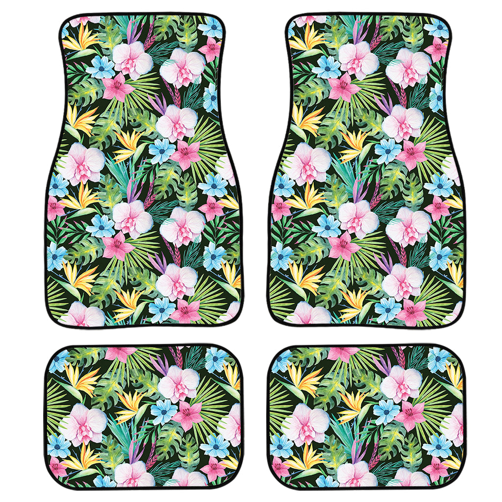 Vintage Tropical Jungle Hawaiian Print Front and Back Car Floor Mats