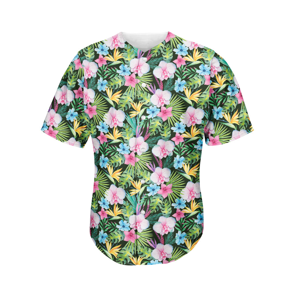 Vintage Tropical Jungle Hawaiian Print Men's Baseball Jersey