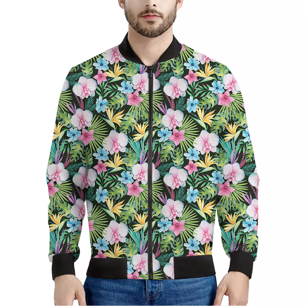 Vintage Tropical Jungle Hawaiian Print Men's Bomber Jacket