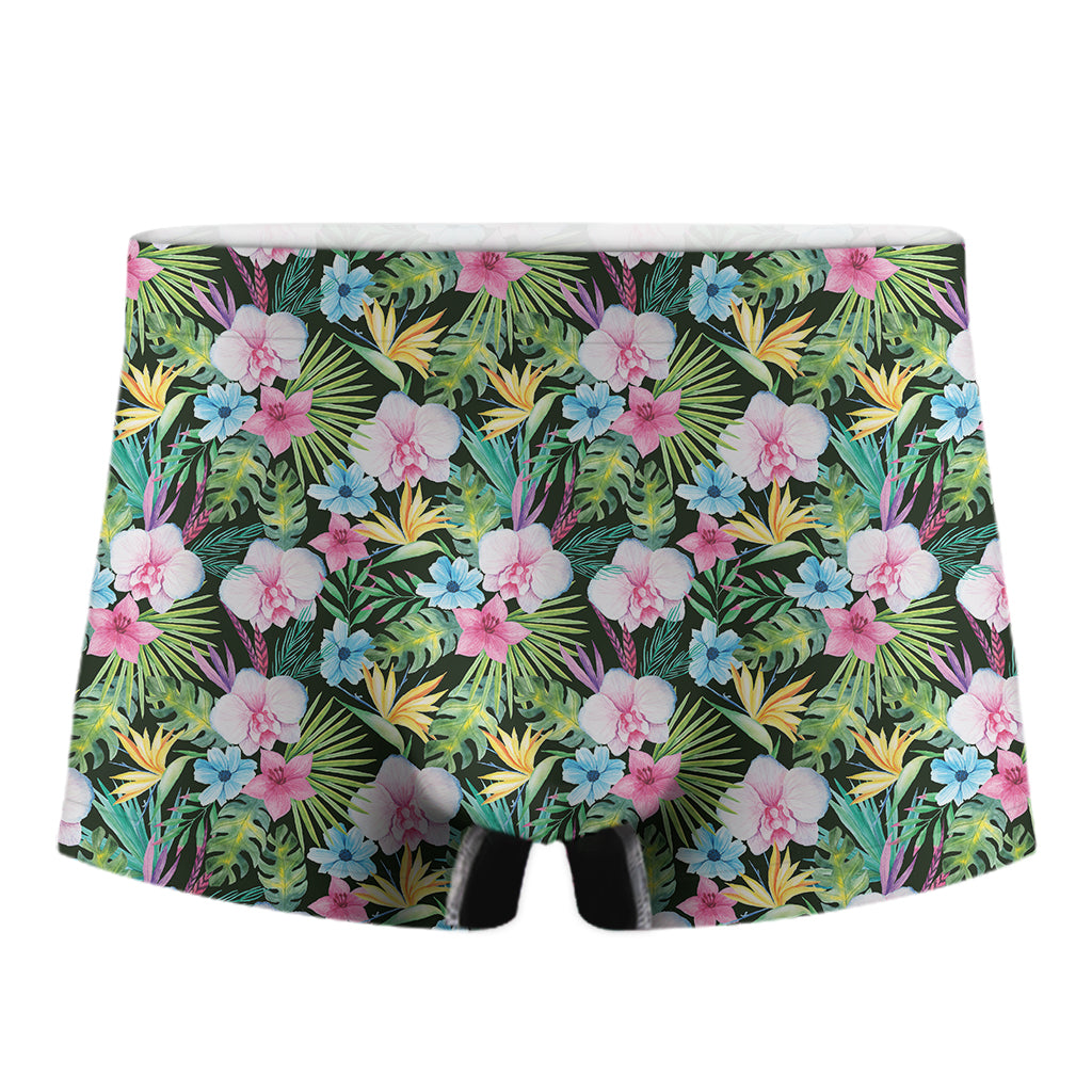 Vintage Tropical Jungle Hawaiian Print Men's Boxer Briefs