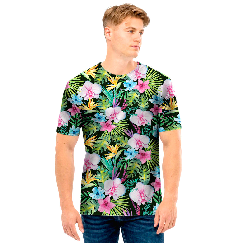 Vintage Tropical Jungle Hawaiian Print Men's T-Shirt