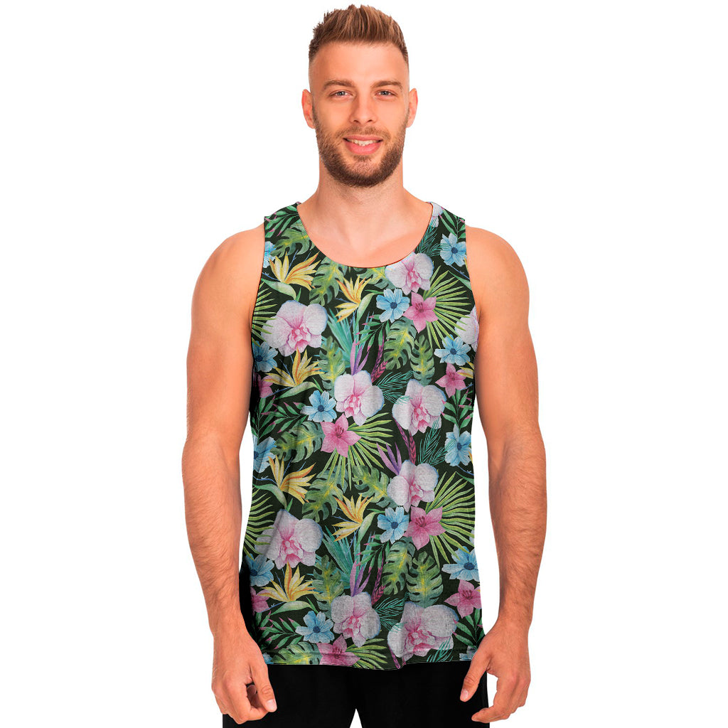 Vintage Tropical Jungle Hawaiian Print Men's Tank Top