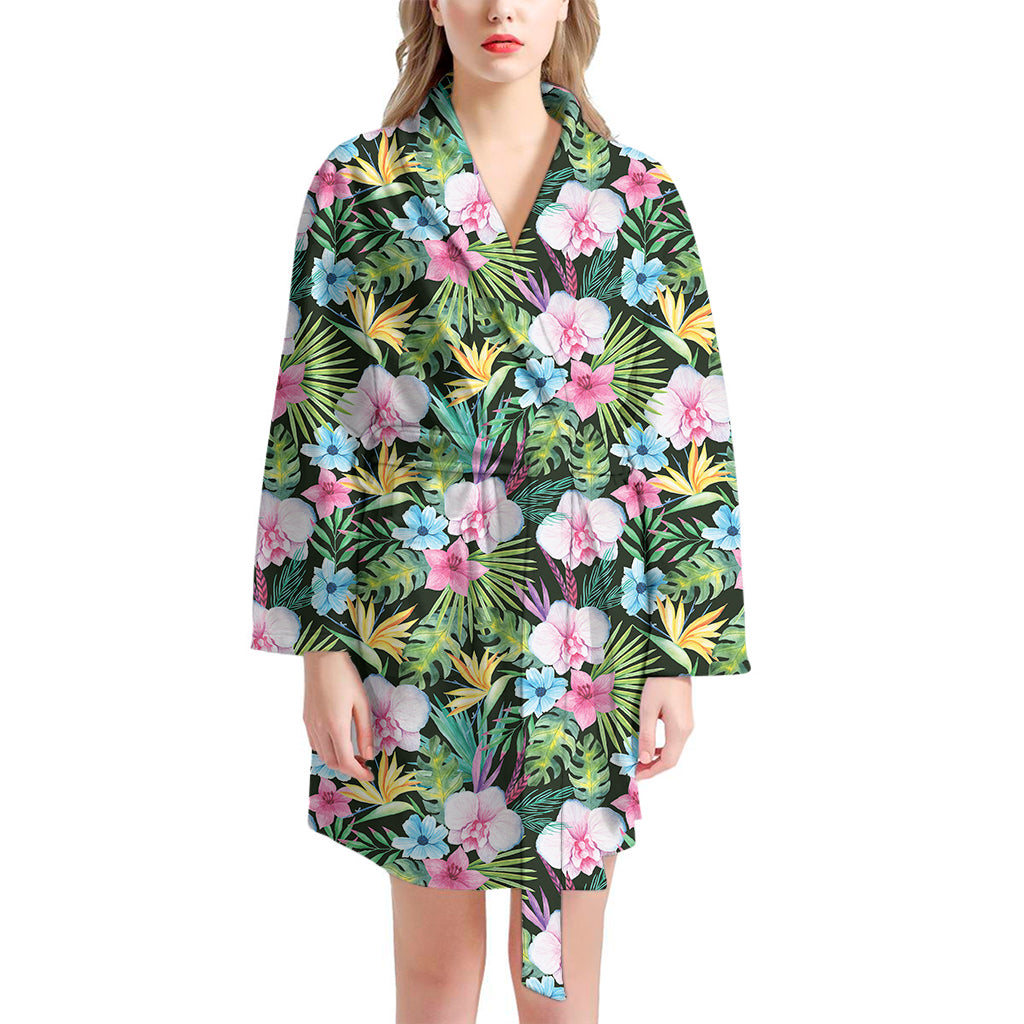 Vintage Tropical Jungle Hawaiian Print Women's Bathrobe