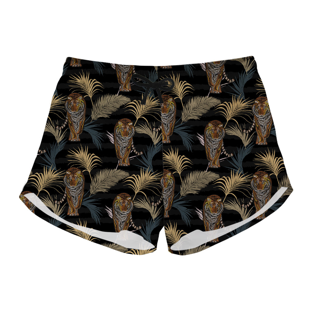 Vintage Tropical Tiger Pattern Print Women's Shorts