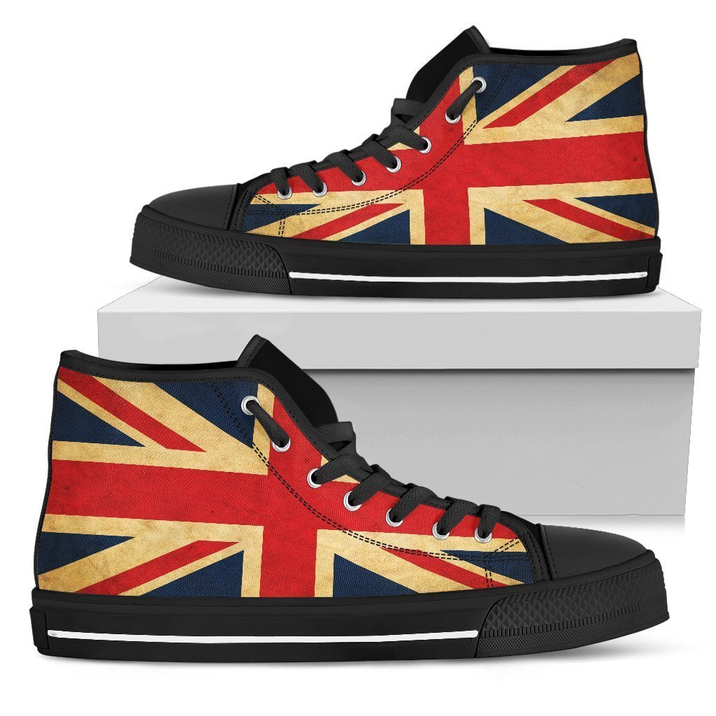 Vintage Union Jack British Flag Print Women's High Top Shoes