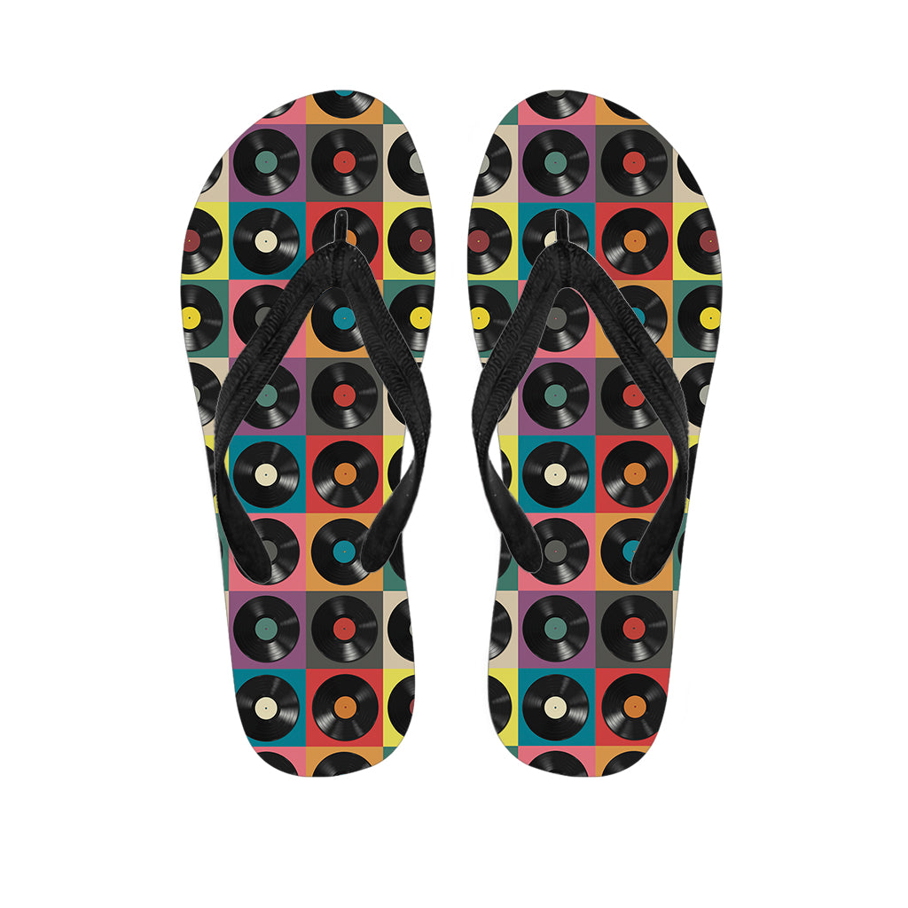 Vintage Vinyl Records Pattern Print Flip Flops