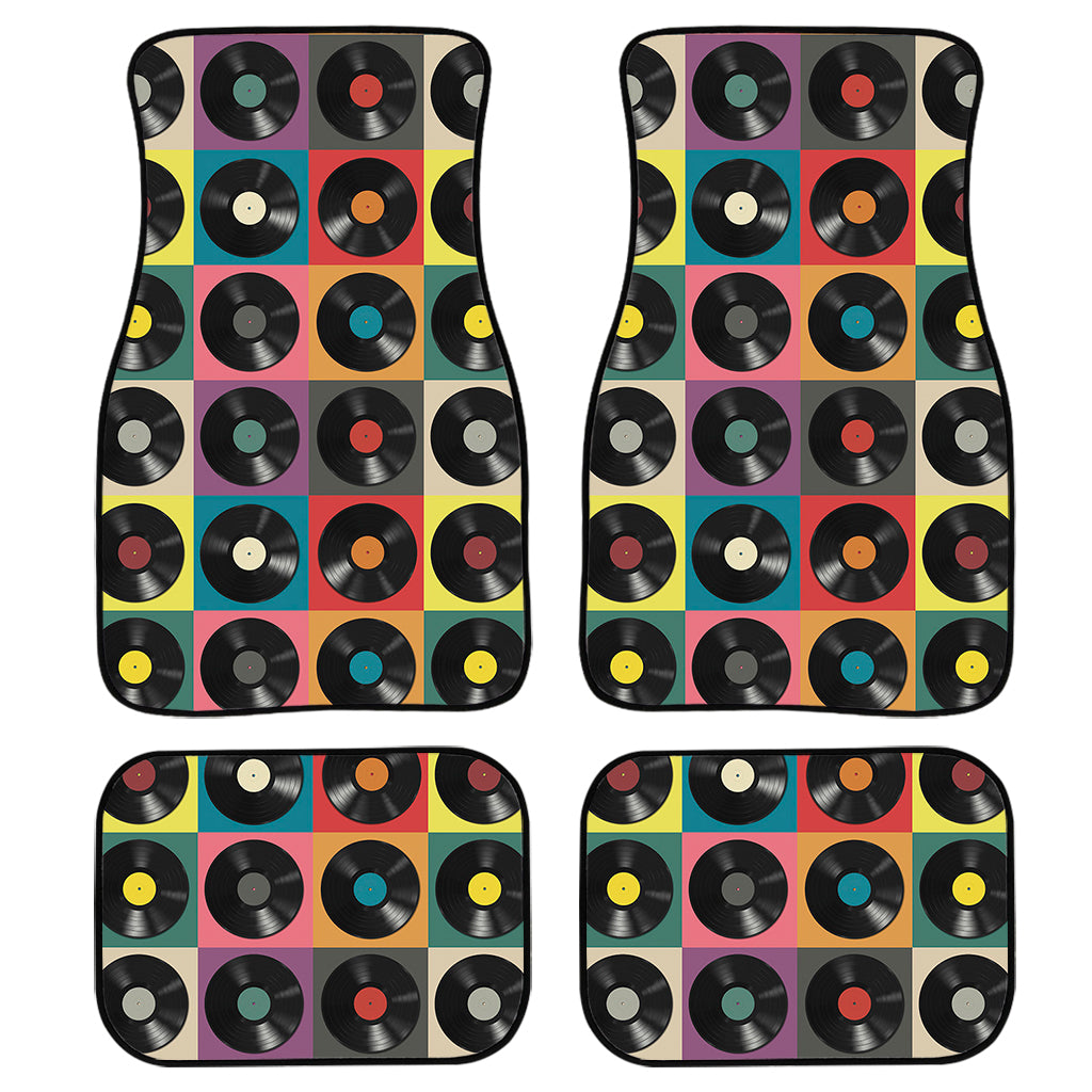 Vintage Vinyl Records Pattern Print Front and Back Car Floor Mats