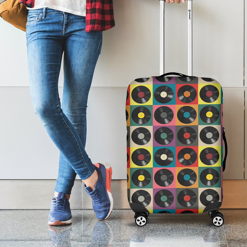 Vintage Vinyl Records Pattern Print Luggage Cover