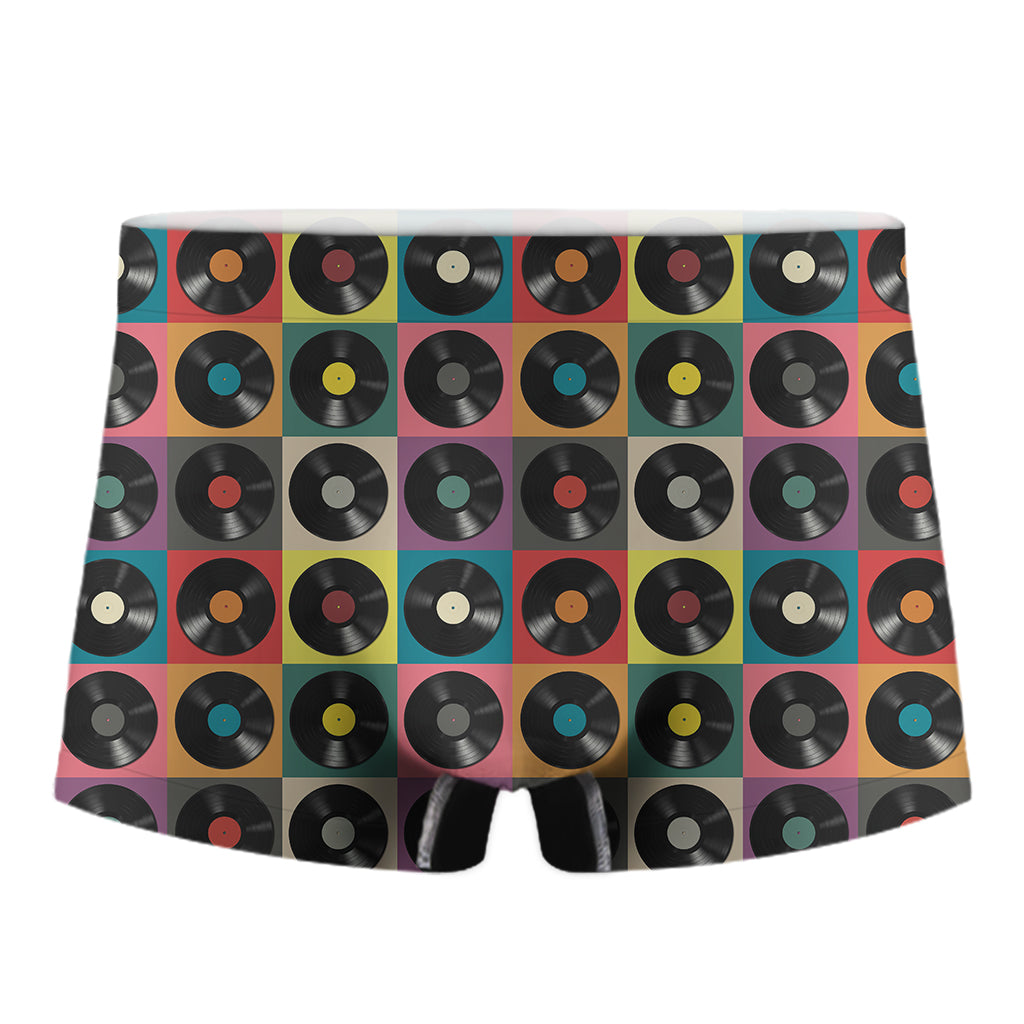 Vintage Vinyl Records Pattern Print Men's Boxer Briefs