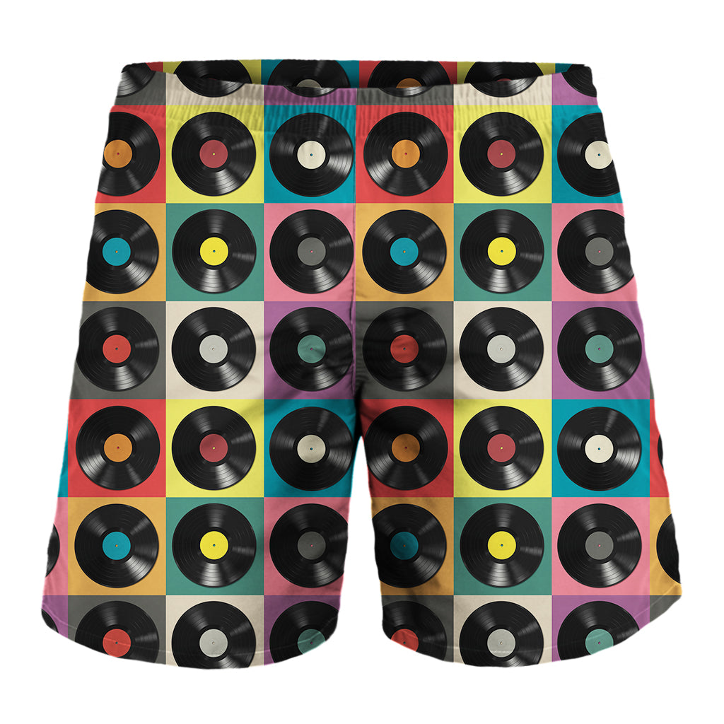 Vintage Vinyl Records Pattern Print Men's Shorts