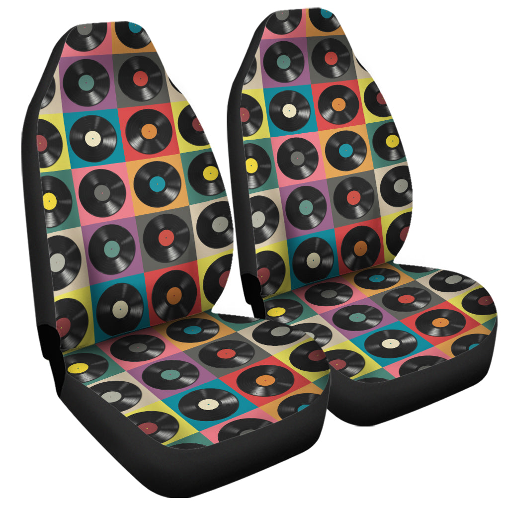 Vintage Vinyl Records Pattern Print Universal Fit Car Seat Covers