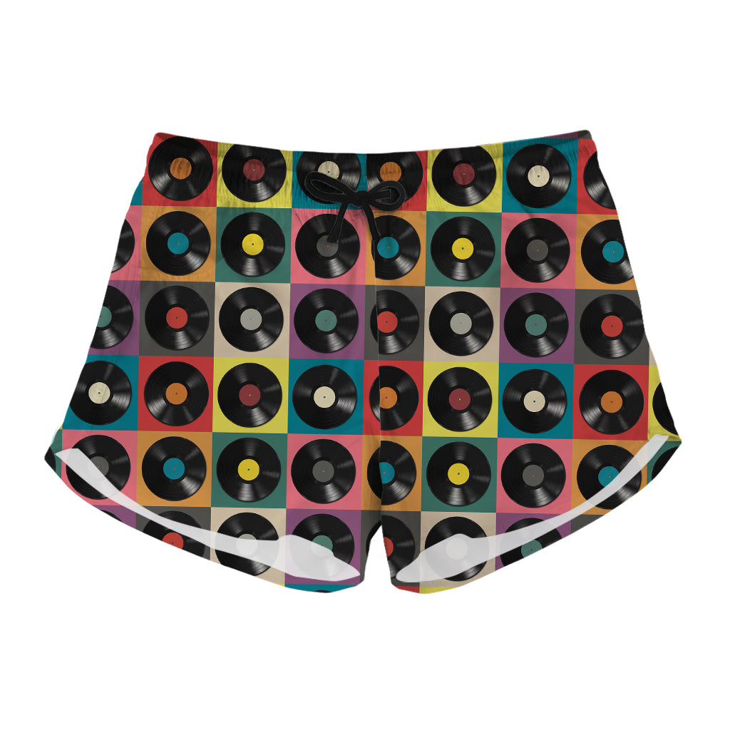 Vintage Vinyl Records Pattern Print Women's Shorts