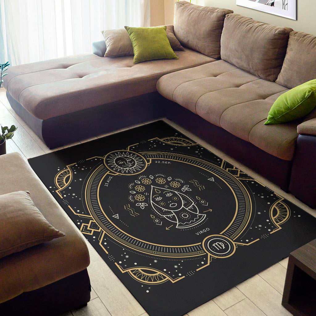 Vintage Virgo Zodiac Sign Print Area Rug