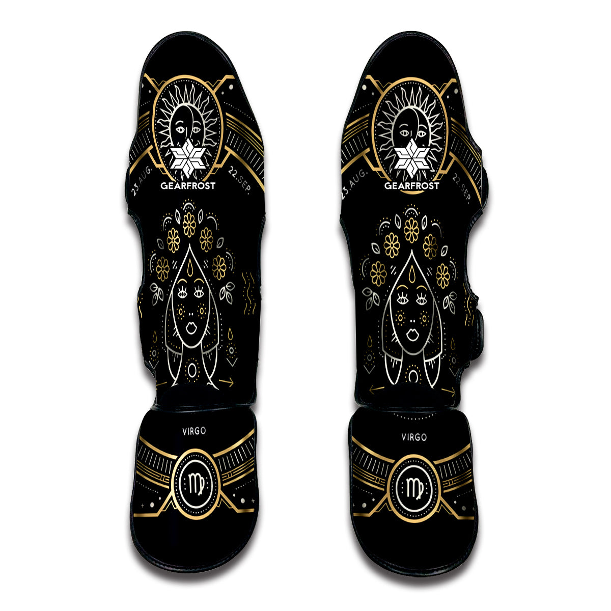 Vintage Virgo Zodiac Sign Print Muay Thai Shin Guards