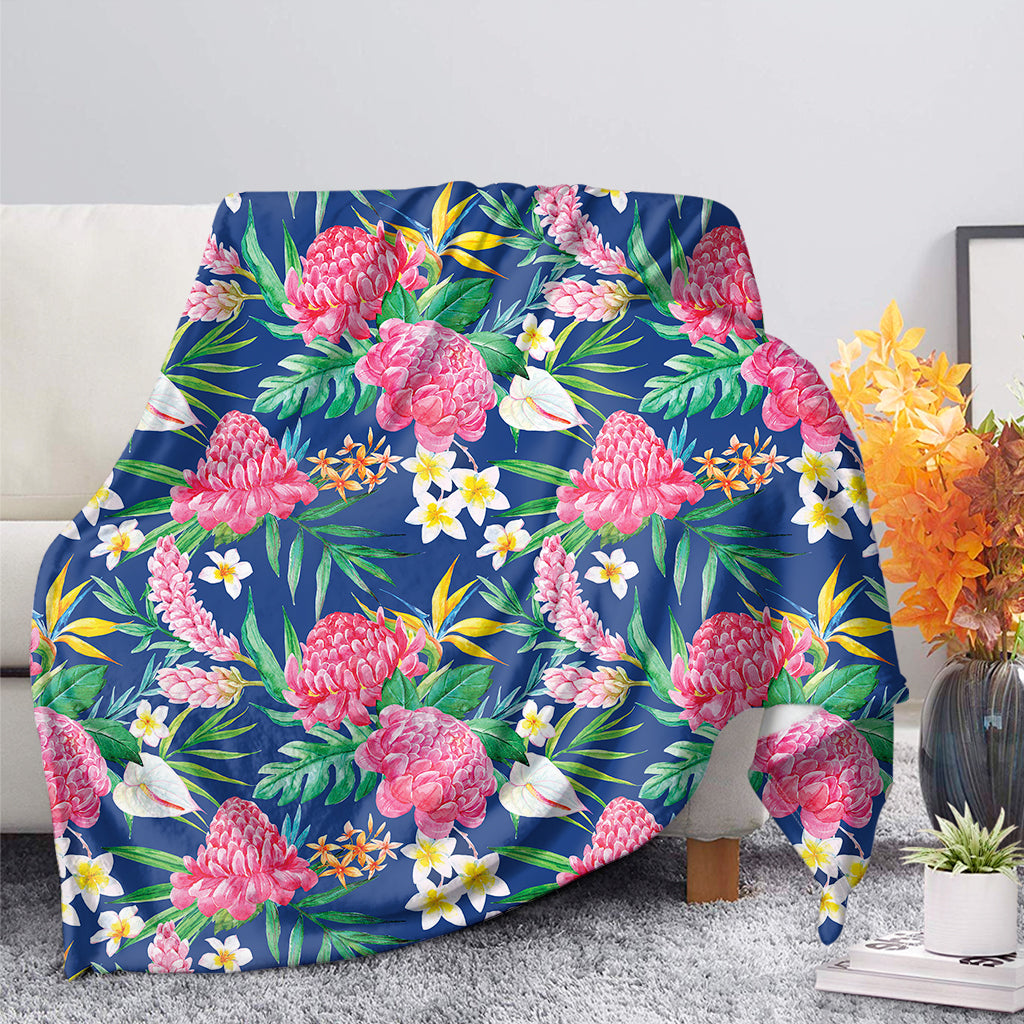 Watercolor Chrysanthemum Pattern Print Blanket