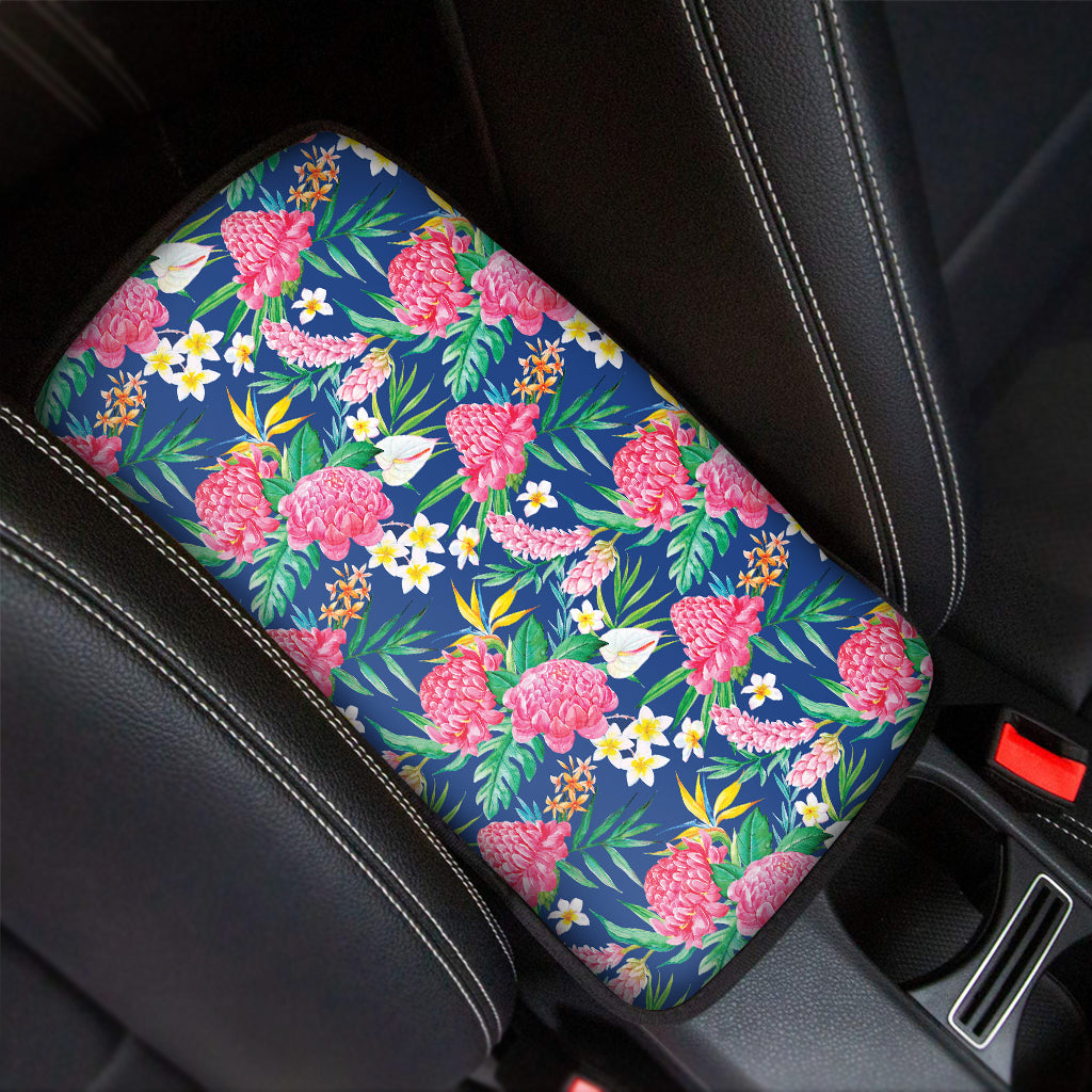 Watercolor Chrysanthemum Pattern Print Car Center Console Cover