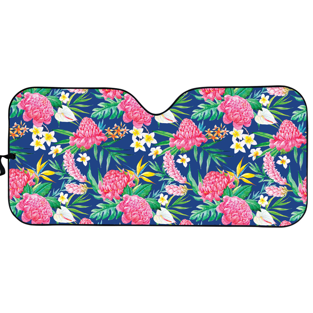 Watercolor Chrysanthemum Pattern Print Car Sun Shade