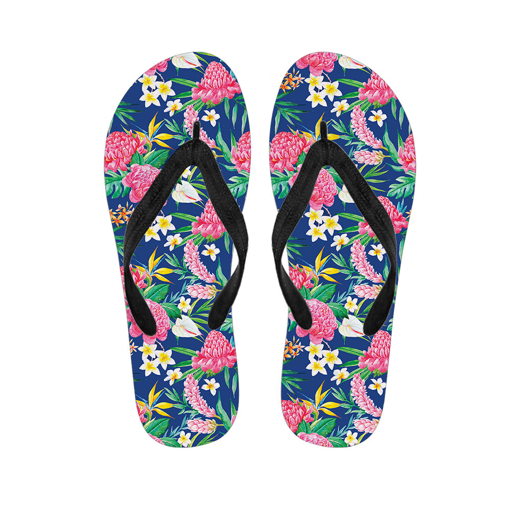 Watercolor Chrysanthemum Pattern Print Flip Flops