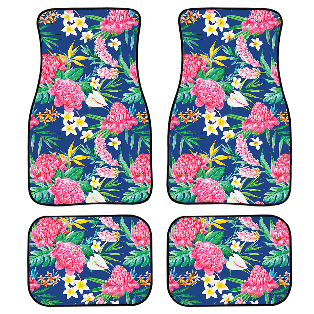 Watercolor Chrysanthemum Pattern Print Front and Back Car Floor Mats