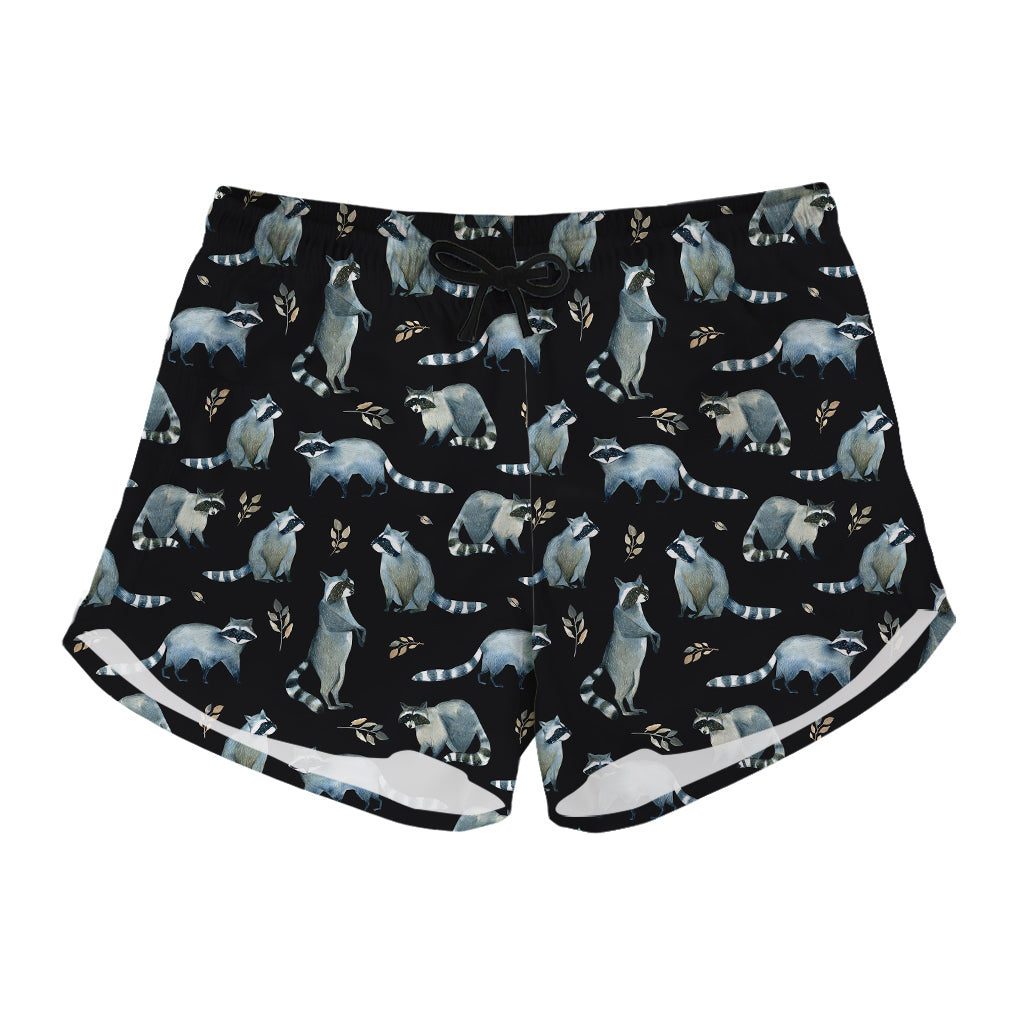 Watercolor Raccoon Pattern Print Women's Shorts