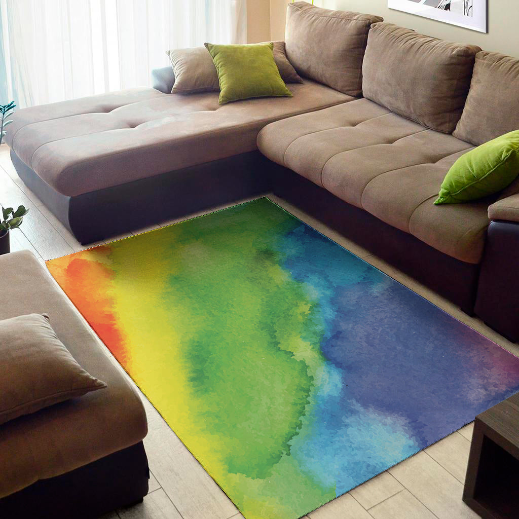 Watercolor Rainbow LGBT Pride Print Area Rug