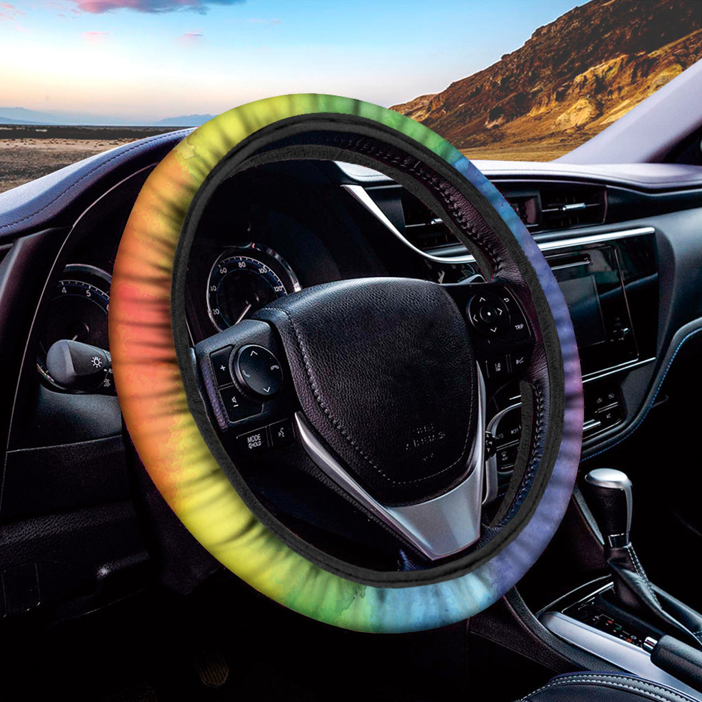 Watercolor Rainbow LGBT Pride Print Car Steering Wheel Cover