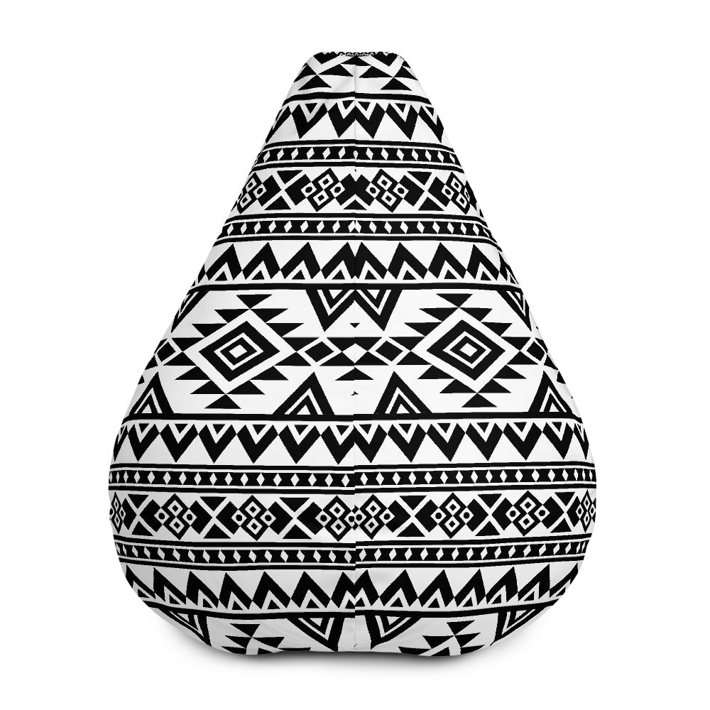White And Black Aztec Pattern Print Bean Bag Cover