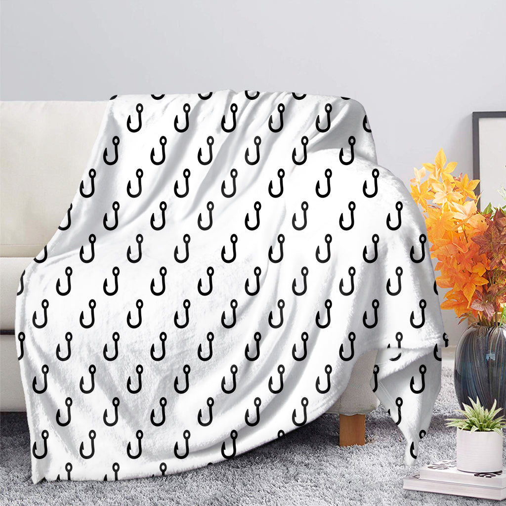 White And Black Fishing Hooks Print Blanket