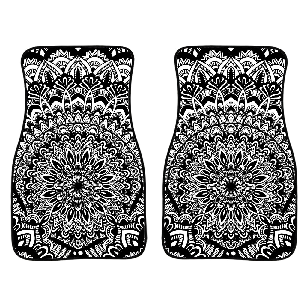 White And Black Mandala Print Front Car Floor Mats