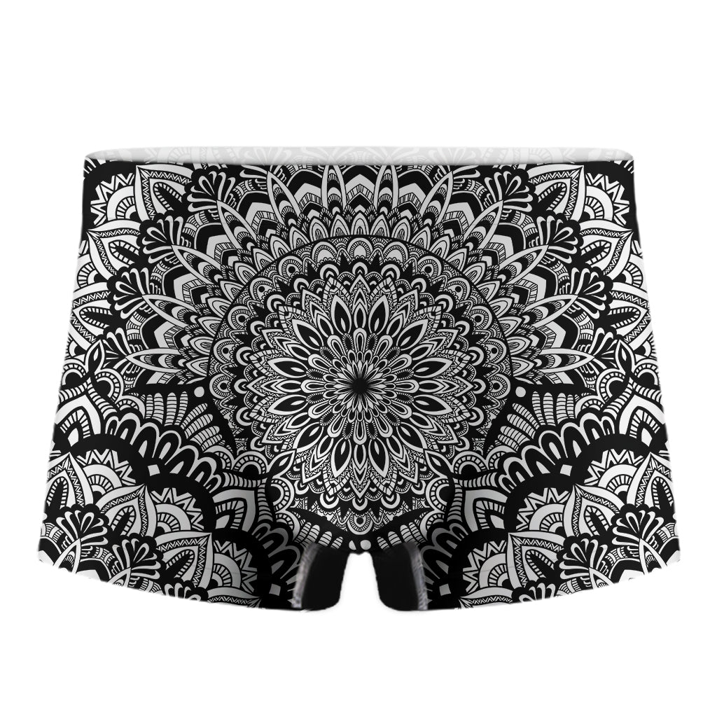 White And Black Mandala Print Men's Boxer Briefs